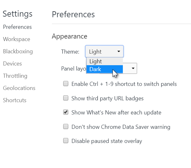 Google Chrome Developer Tools – Dark Theme – Johnston Software Solutions